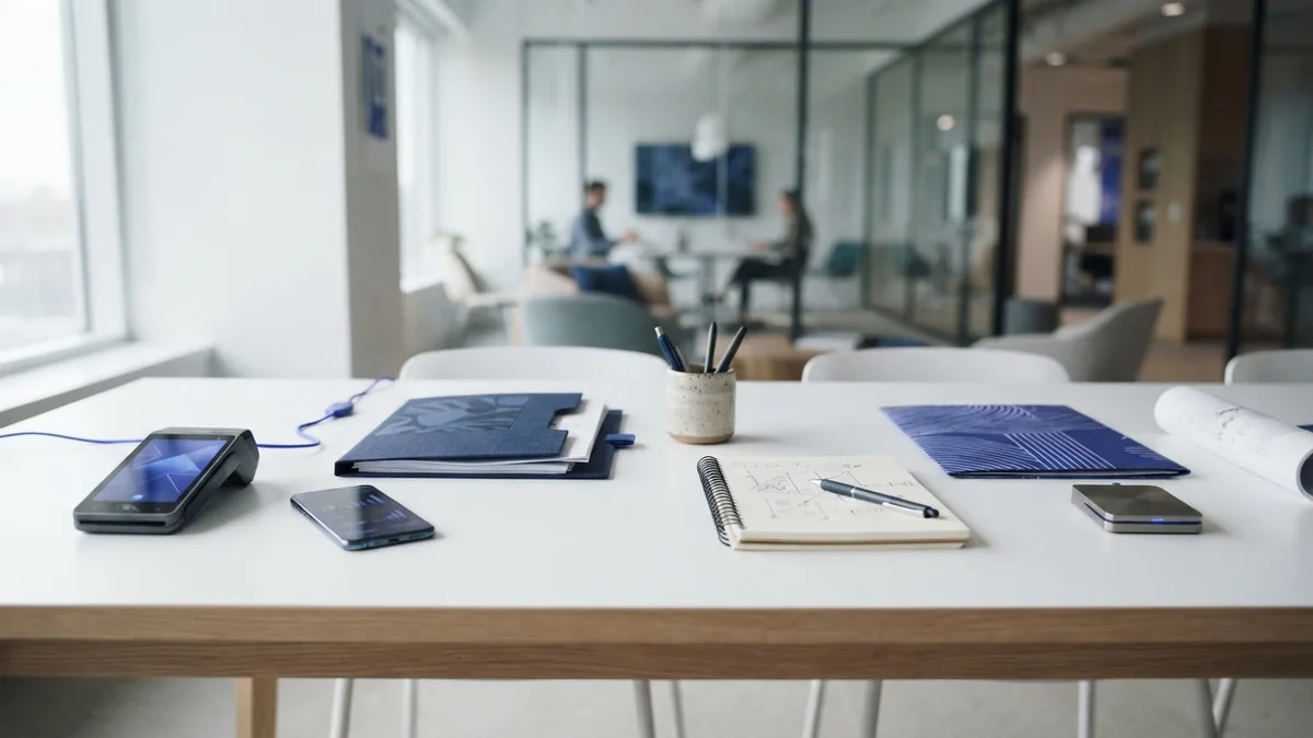Office devices and document folders representing digital transaction management services