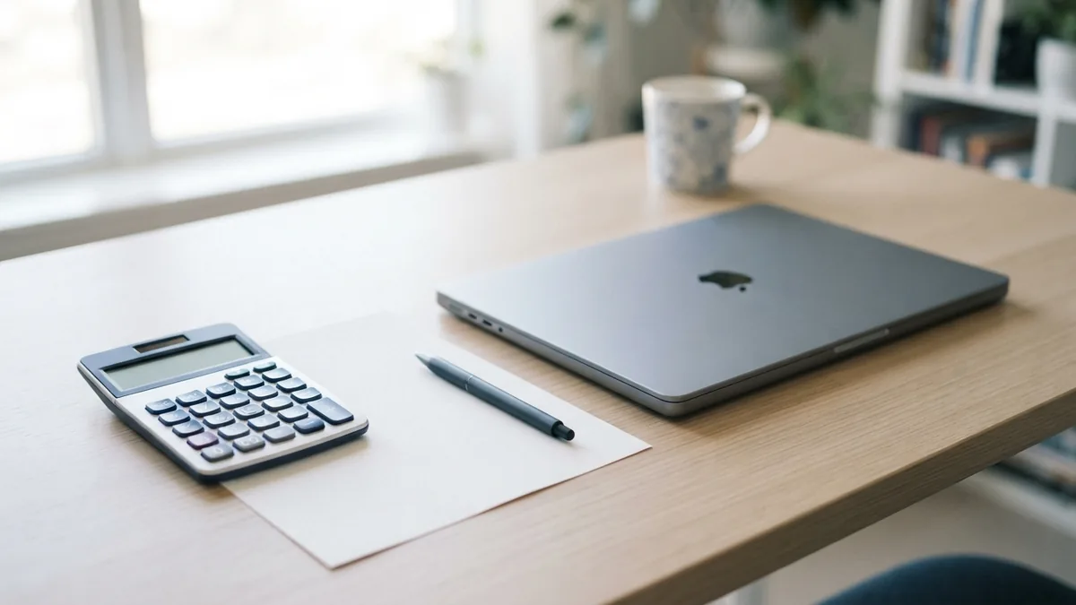 Desk items arranged to suggest electronic bank transfers and routine payments