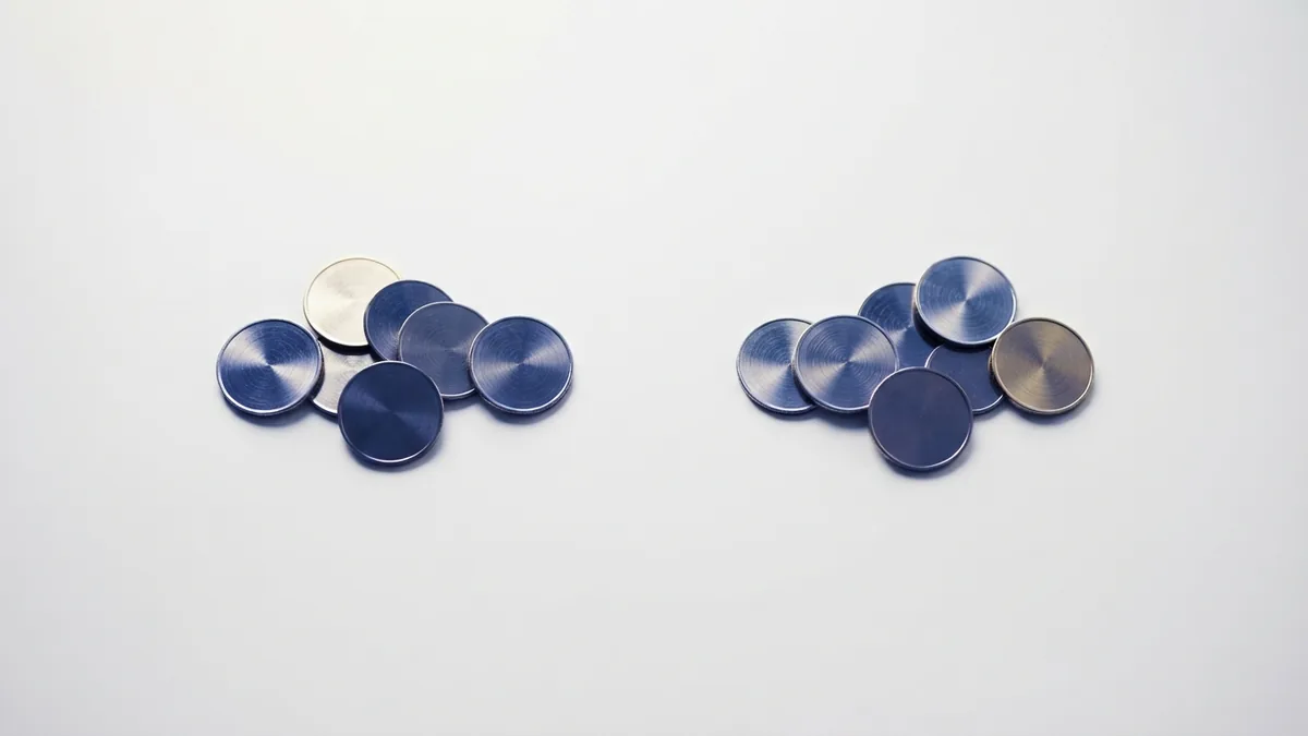ACH credits and debits Two groups of coins set in opposite directions to show ACH credit and debit flows