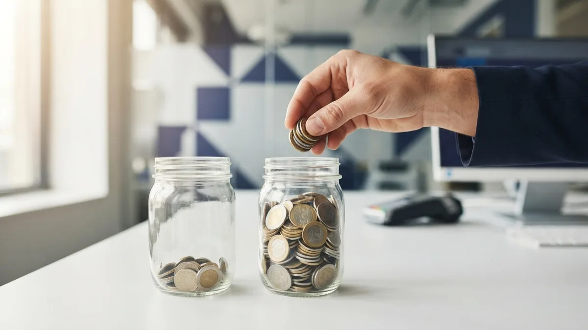 Two jars illustrate money moving into and out of bank accounts through ACH payments