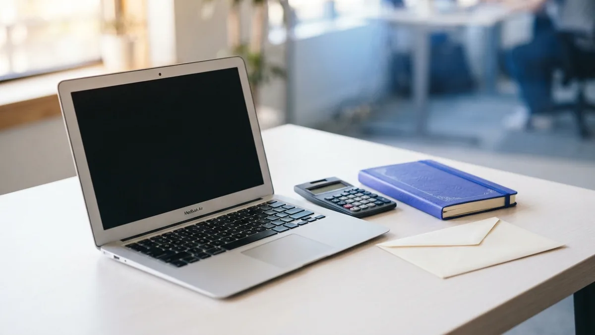 Small business desk prepared for payroll, bills, and electronic vendor payments