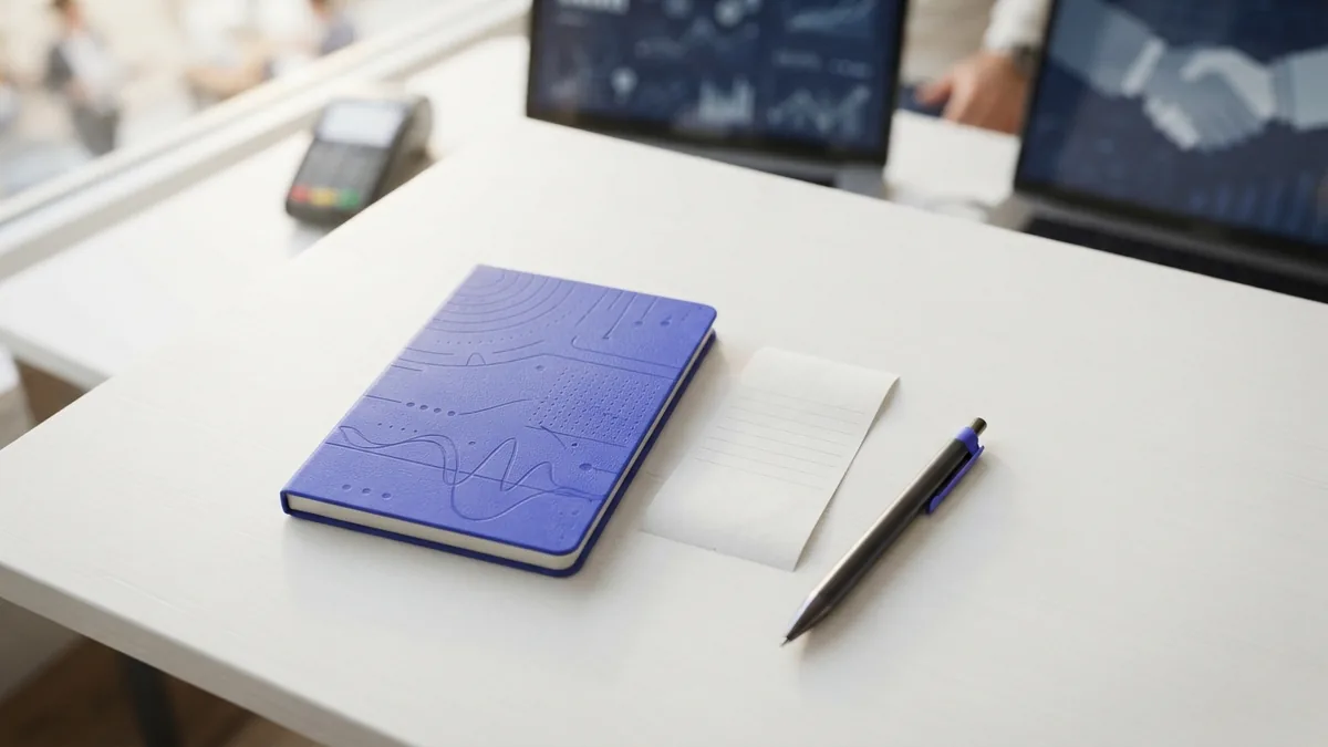Checking a fee and its terms Receipt and notebook set out for reviewing a fee and its terms